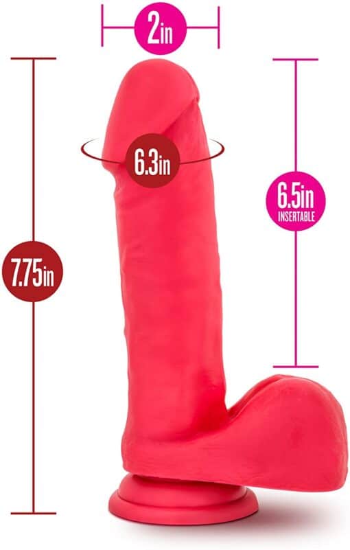 Ruse Big Poppa Silicone Dildo with Balls 7.75in - Red - Image 2