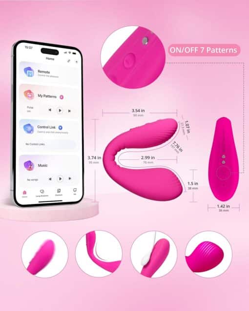 Lovense Dolce - Rechargeable Silicone App-Control Dual Vibrator- Pink - Image 4