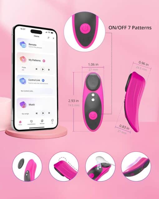 Lovense Ferri - App Compatible Silicone Panty Vibrator - Pink/Black - Image 5