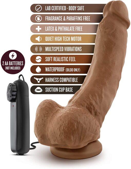 Loverboy The Boxer Vibrating Cock with Balls 9in - Caramel - Image 2