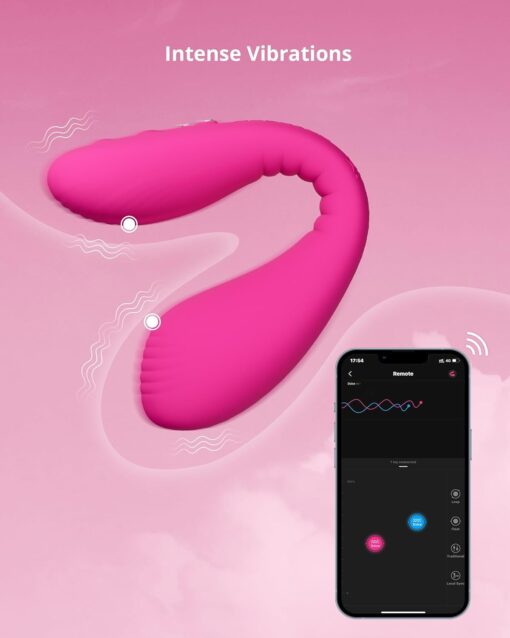 Lovense Dolce - Rechargeable Silicone App-Control Dual Vibrator- Pink - Image 3