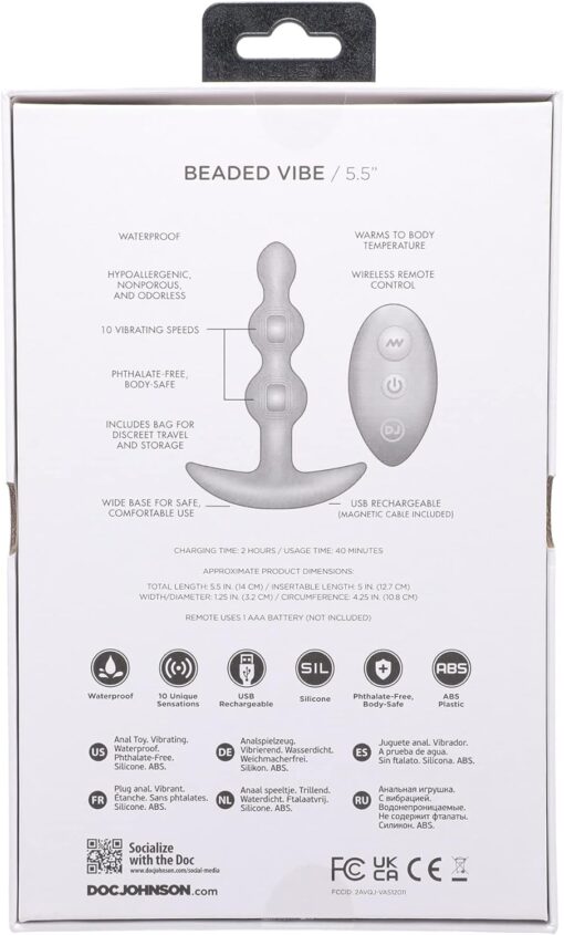 A-Play Shaker Rechargeable Silicone Beaded Anal Plug with Remote Control - Purple - Image 4