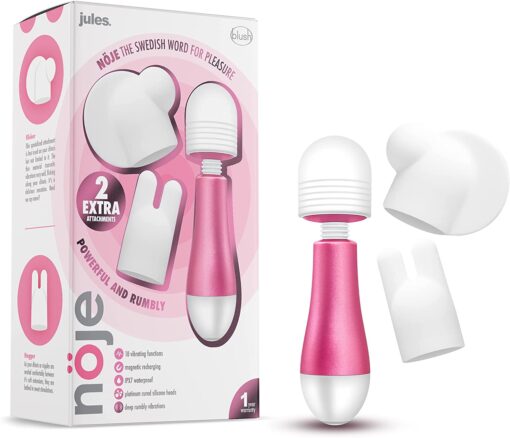 Noje Jules - Rose Rechargeable Silicone Wand Massager - Pink/White