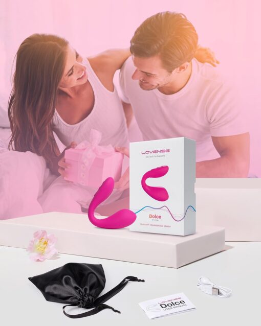 Lovense Dolce - Rechargeable Silicone App-Control Dual Vibrator- Pink - Image 5