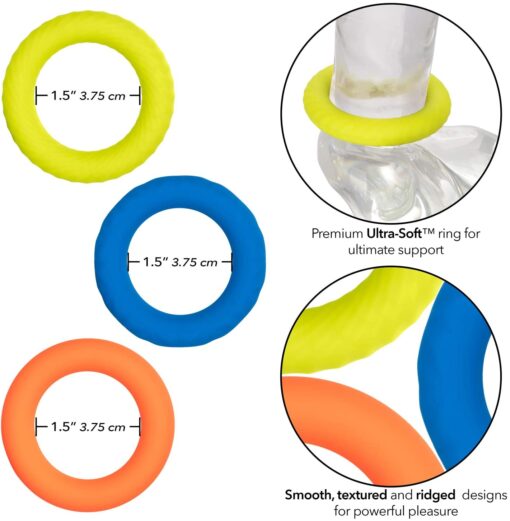 Link Up Ultra Soft Climax Cock Ring Set (3 Pieces) - Multiple - Image 2