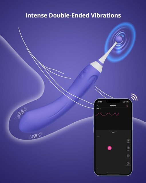 Lovense Hyphy - Rechargeable Silicone App-Control Dual End Vibrator- Purple - Image 5