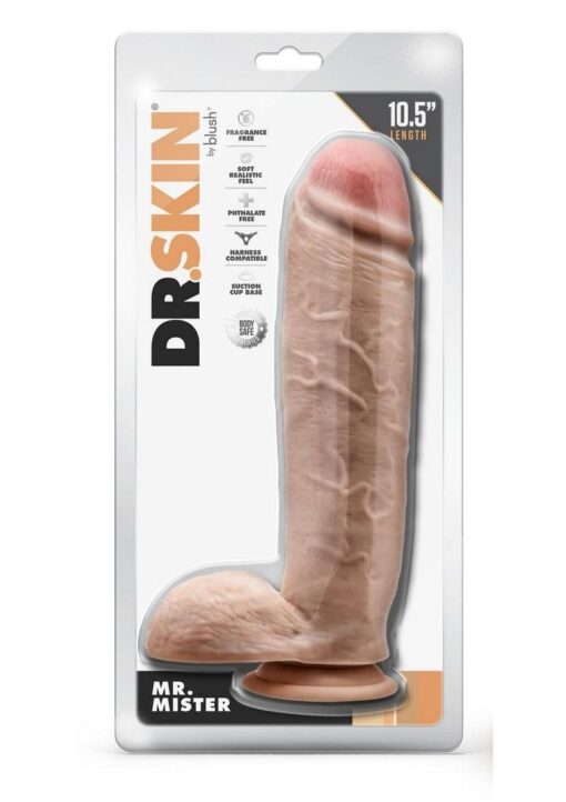 Dr. Skin Mr. Mister Dildo with Balls and Suction Cup 10.5in - Vanilla