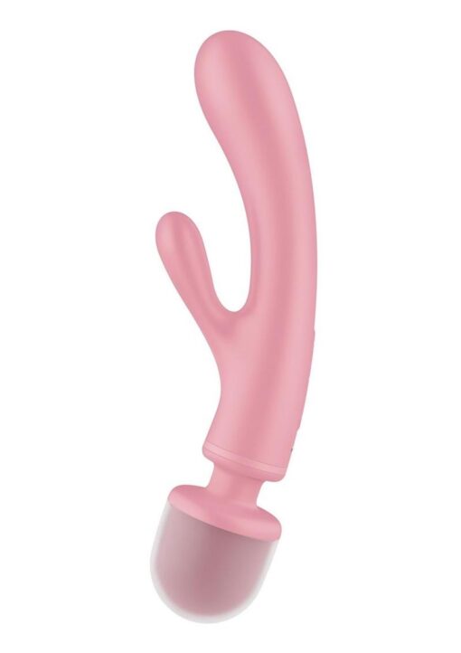 Satisfyer - Triple Lover Rechargeable Silicone Rabbit Vibrator - Pink - Image 2