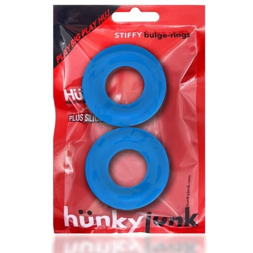 Hunkyjunk Stiffy Bulge Silicone Cock Rings (2 pack) - Teal Ice