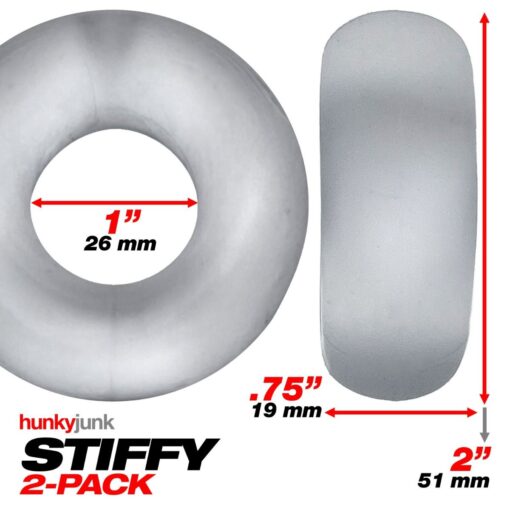 Hunkyjunk Stiffy Bulge Silicone Cock Rings (2 pack) - Clear Ice - Image 2