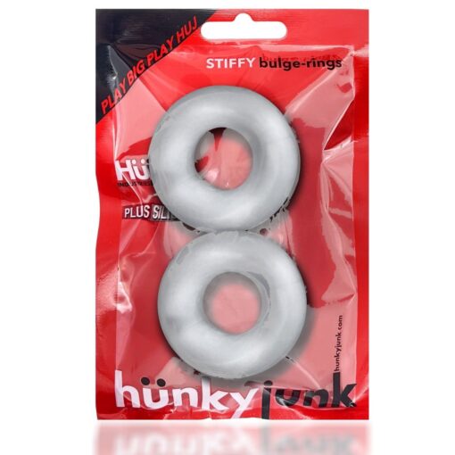 Hunkyjunk Stiffy Bulge Silicone Cock Rings (2 pack) - Clear Ice