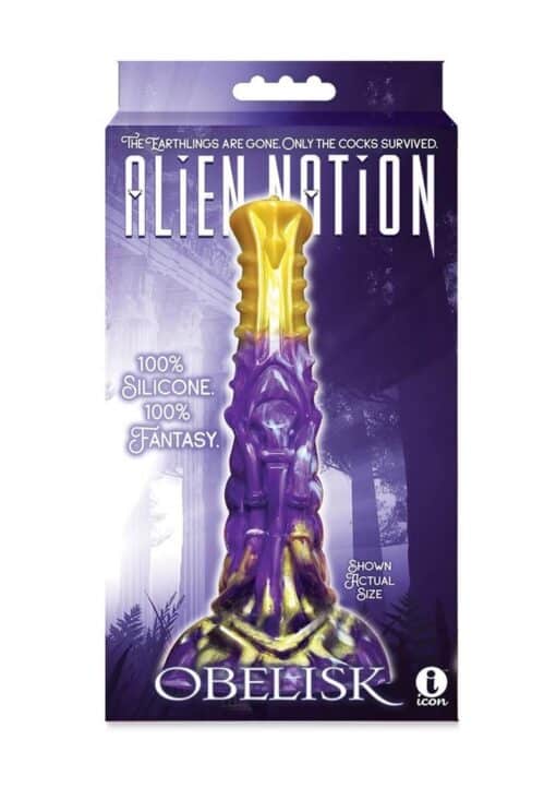 Alien Nation Obelisk Silicone Dildo - Purple/Gold