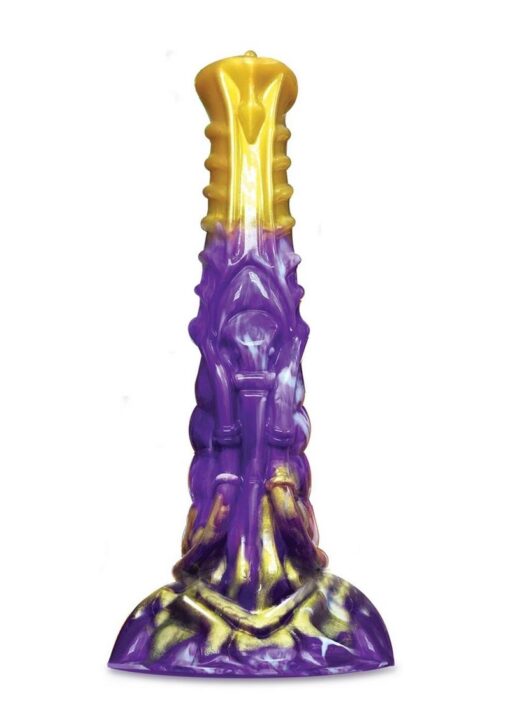 Alien Nation Obelisk Silicone Dildo - Purple/Gold - Image 2