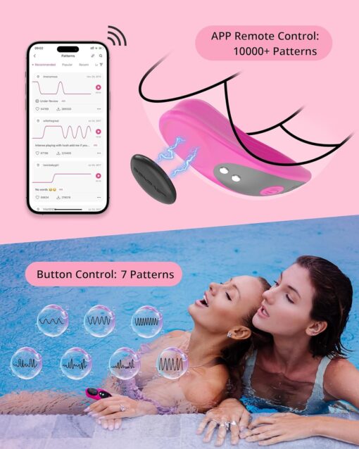 Lovense Ferri - App Compatible Silicone Panty Vibrator - Pink/Black - Image 6