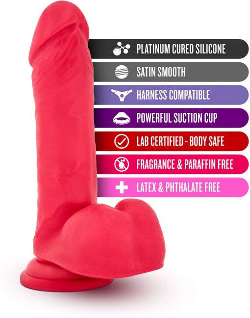 Ruse Big Poppa Silicone Dildo with Balls 7.75in - Red - Image 3