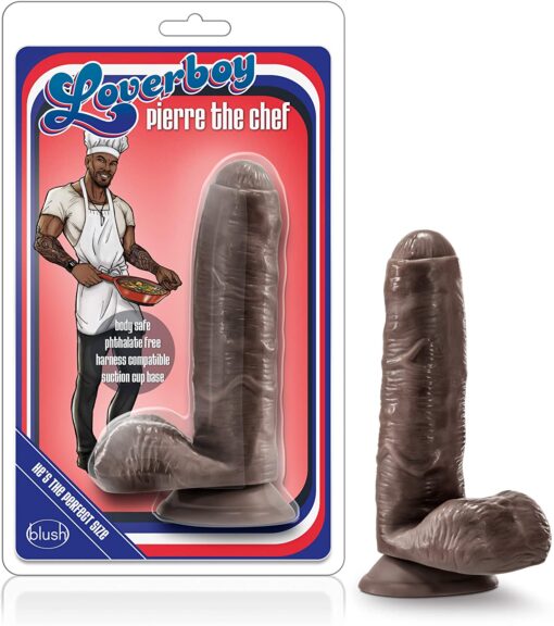 Loverboy Pierre The Chef Dildo with Balls 7in - Chocolate