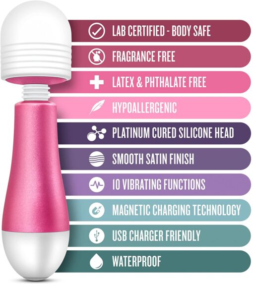 Noje Jules - Rose Rechargeable Silicone Wand Massager - Pink/White - Image 6