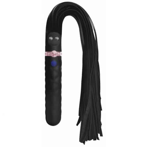 Master Series Vibra-Lasher 9X Vibrating Silicone Dildo Flogger - Black - Image 11