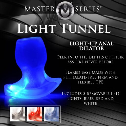 Master Series Light-Tunnel Light-Up Anal Dilator - Medium - Clear - Image 4