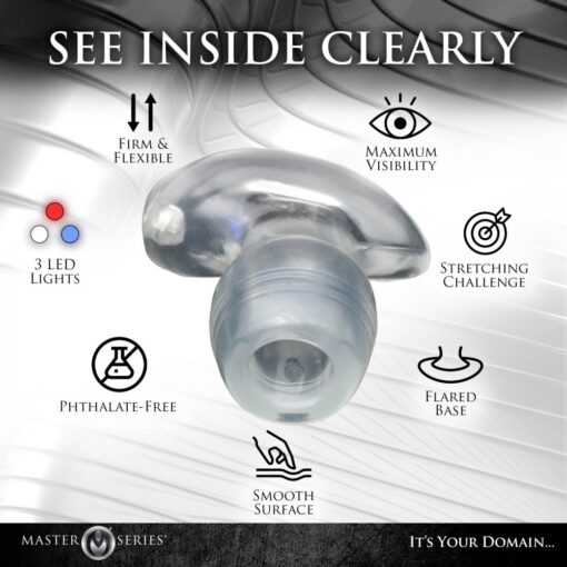 Master Series Light-Tunnel Light-Up Anal Dilator - Medium - Clear - Image 6