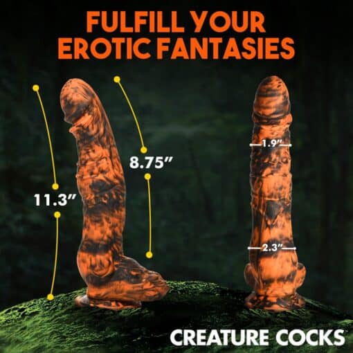 Creature Cocks Sabretooth Silicone Dildo - Orange/Black - Image 4