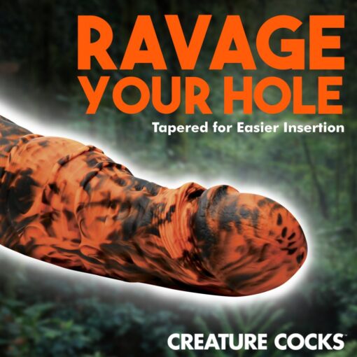 Creature Cocks Sabretooth Silicone Dildo - Orange/Black - Image 6