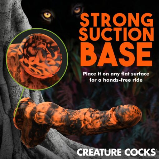 Creature Cocks Sabretooth Silicone Dildo - Orange/Black - Image 8