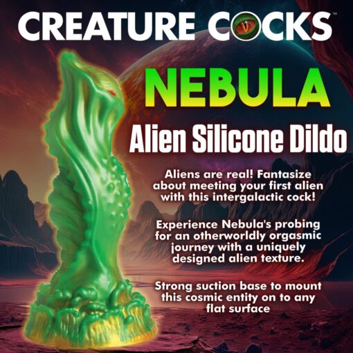 Creature Cocks Nebula Alien Silicone Dildo - Green/Gold/Red - Image 2