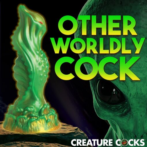 Creature Cocks Nebula Alien Silicone Dildo - Green/Gold/Red - Image 3