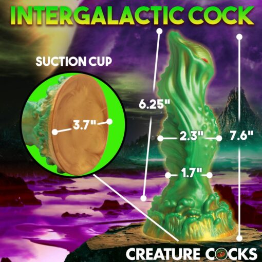 Creature Cocks Nebula Alien Silicone Dildo - Green/Gold/Red - Image 4