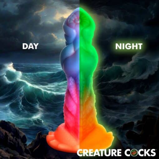 Creature Cocks Aqua-Cock Glow in the Dark Silicone Dildo - Multicolor - Image 5