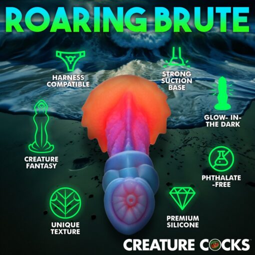 Creature Cocks Aqua-Cock Glow in the Dark Silicone Dildo - Multicolor - Image 6