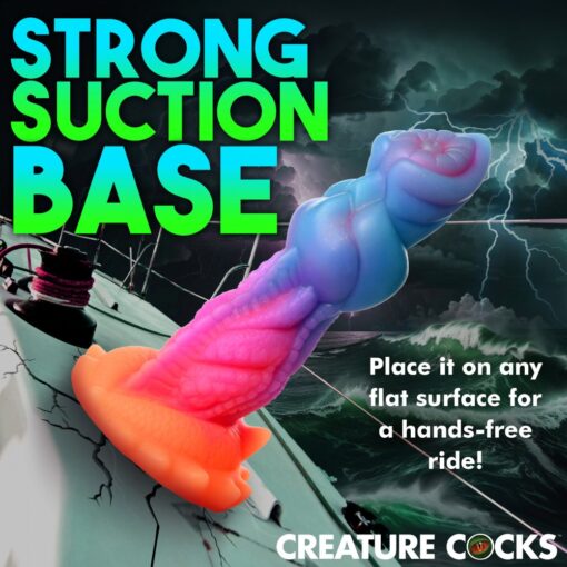 Creature Cocks Aqua-Cock Glow in the Dark Silicone Dildo - Multicolor - Image 8