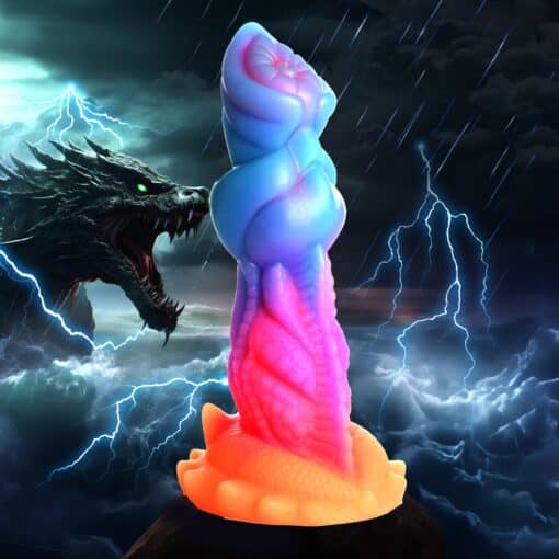 Creature Cocks Aqua-Cock Glow in the Dark Silicone Dildo - Multicolor - Image 9