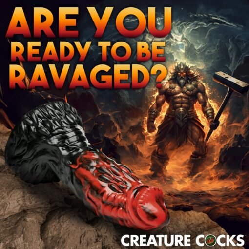 Creature Cocks Vulcan Silicone Dildo - Red/Black - Image 3