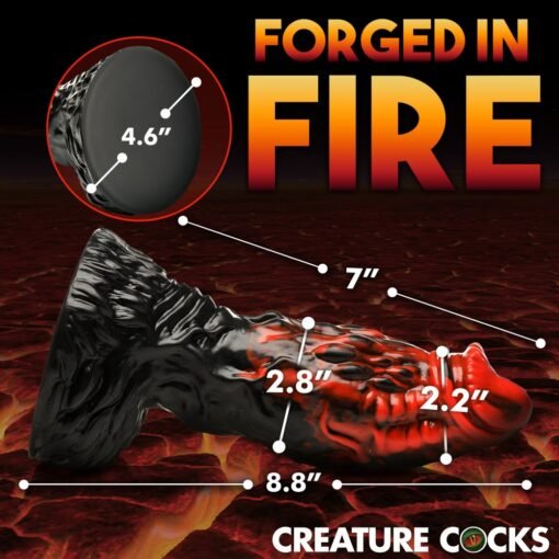 Creature Cocks Vulcan Silicone Dildo - Red/Black - Image 4