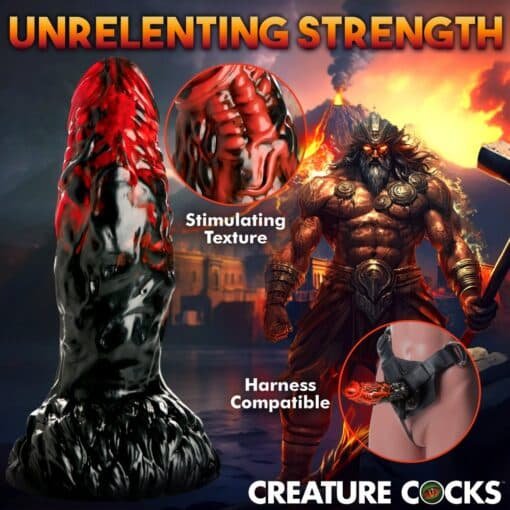 Creature Cocks Vulcan Silicone Dildo - Red/Black - Image 6