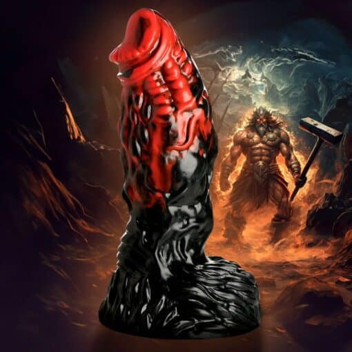 Creature Cocks Vulcan Silicone Dildo - Red/Black - Image 8