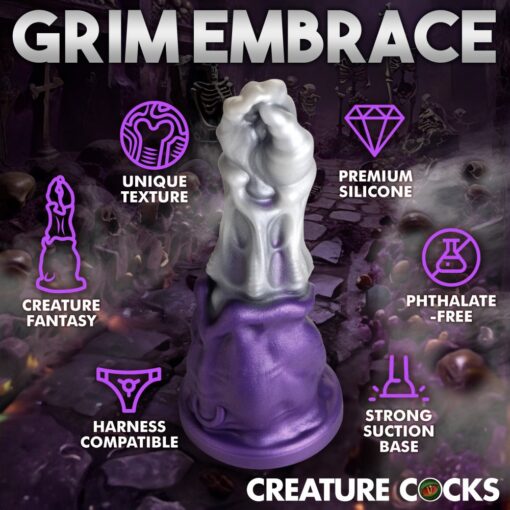 Creature Cocks Grim Reaper Silicone Dildo - Purple/Silver - Image 5