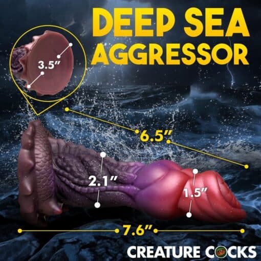 Creature Cocks Deep Diver Silicone Dildo - Red/Brown - Image 4
