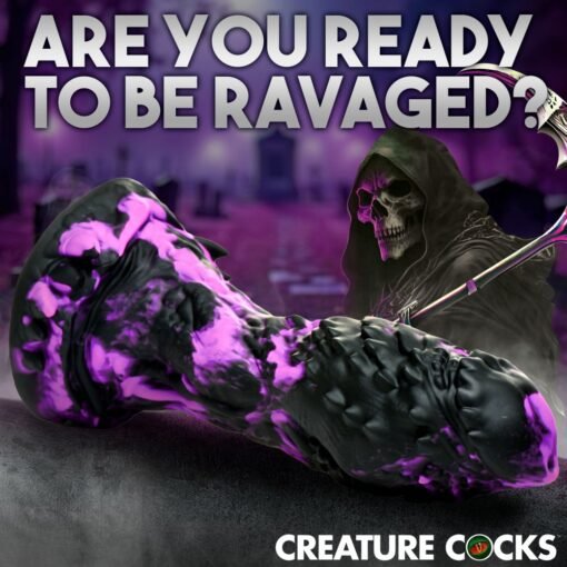 Creature Cocks Grim Silicone Dildo - Purple/Black - Image 3