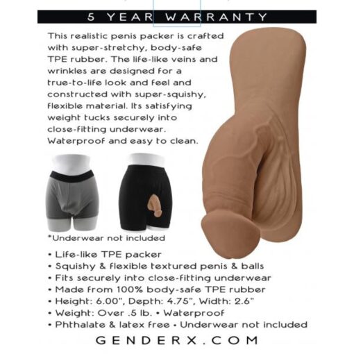 Gender X TPE Packer Dildo 4in - Caramel - Image 3