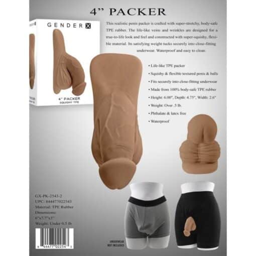 Gender X TPE Packer Dildo 4in - Caramel - Image 4