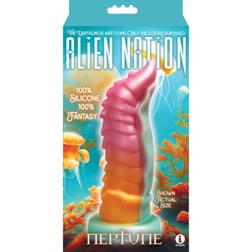 Alien Nation Neptune Silicone Dildo - Orange/Magenta