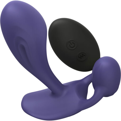 Witty Rechargeable Silicone Vibrator with Clitoral Stimulator - Midnight Indigo - Image 2