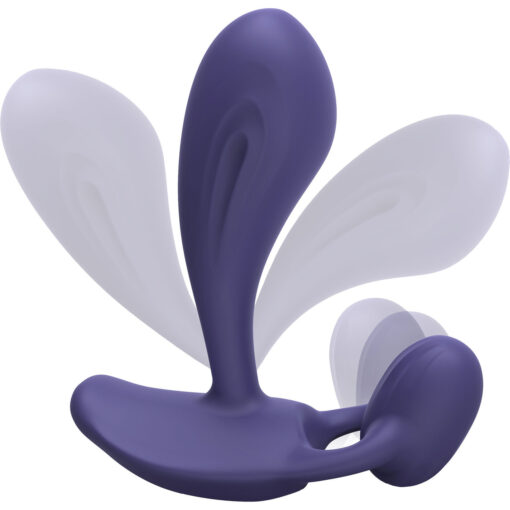 Witty Rechargeable Silicone Vibrator with Clitoral Stimulator - Midnight Indigo - Image 4