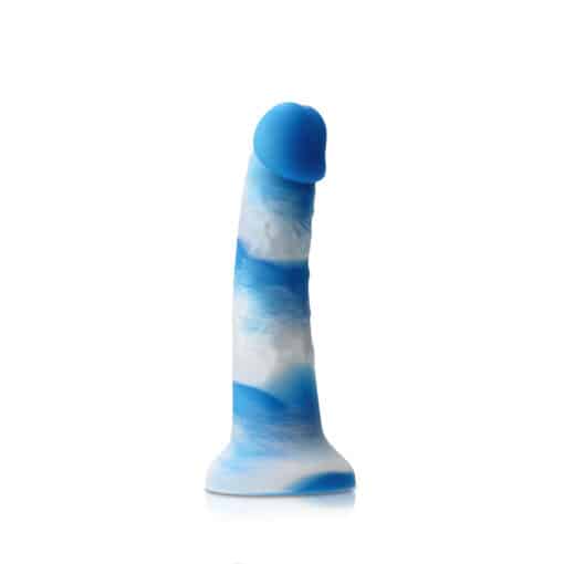 Colours Pleasures Yum Yum Silicone Dildo 6in - Blue/White - Image 2