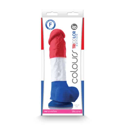 Colours Pleasures Tricolor Silicone Dildo 8in - Multicolor