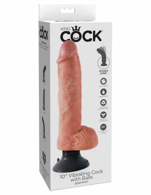 King Cock 10" Vibrating Cock with Balls