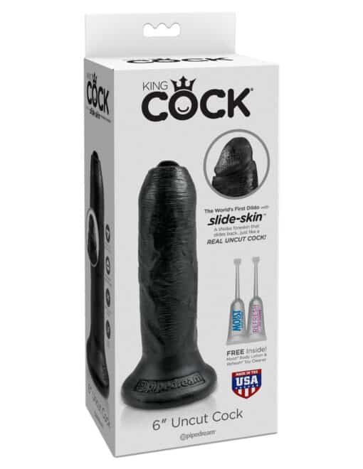 King Cock 6" Uncut Cock Black